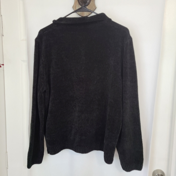 Alfred Dunner Women's Full Zip Sweater, Size: Large Color: Black - Picture 11 of 13